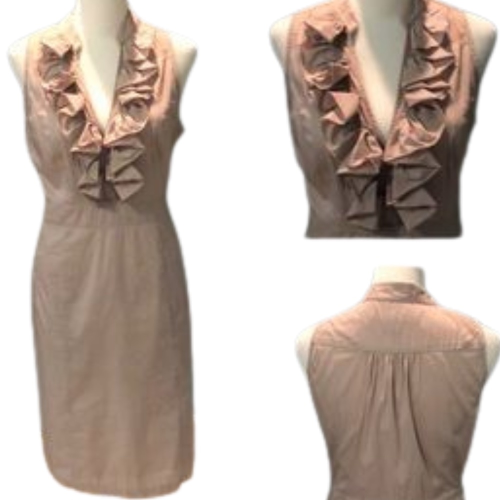 Nougat London sleeveless dress ruffle front. Size2